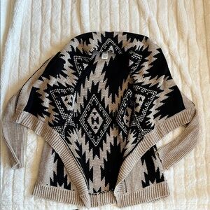 John Paul Richard Geometric Patterned Black and Tan cardigan
